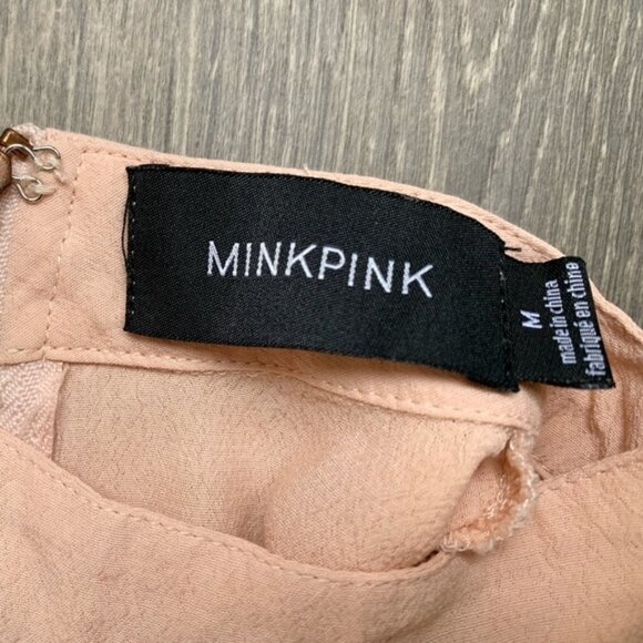 Mink Pink Tank Top Blouse Cropped Mock Neck Crepe Half Zip Pink Size Medium - Picture 8 of 14